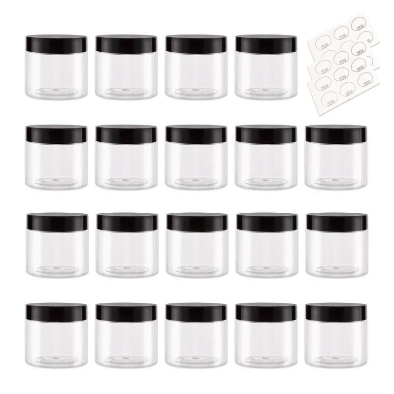 ZEJIA 20 Gram Plastic Cosmetic Jars with Lids, 20 Pieces Small Cosmetic Containers, Travel Size Sample Containers, Round Travel Jars for Lotions, Powder, Makeup, Beauty Products, Slime (20ML/0.7 oz) - Image 1